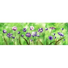 Пейзаж: панорама пурпурных цветов, выполненный маслом на холсте